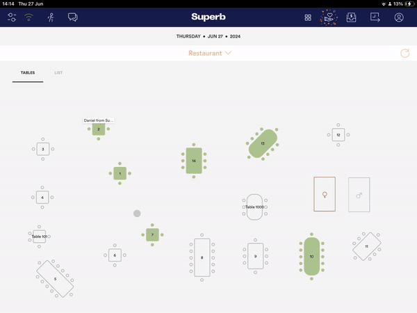 Switching to direct sales in the Superb POS app and adding items to an empty bill
