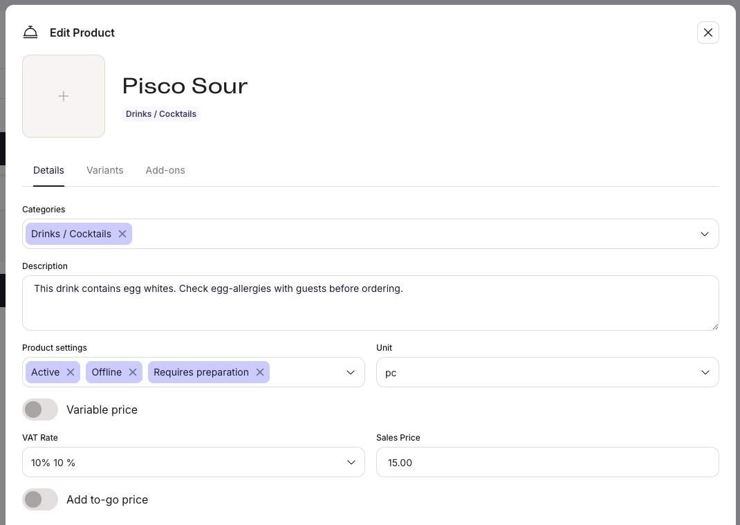 Creating a product in the Products section of Partner